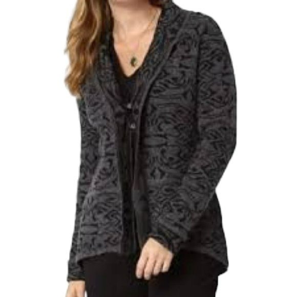 Royal Robbins Autumn Rose Half-Button Wool Blend Cardigan  - Black/Grey - S - Picture 1 of 10
